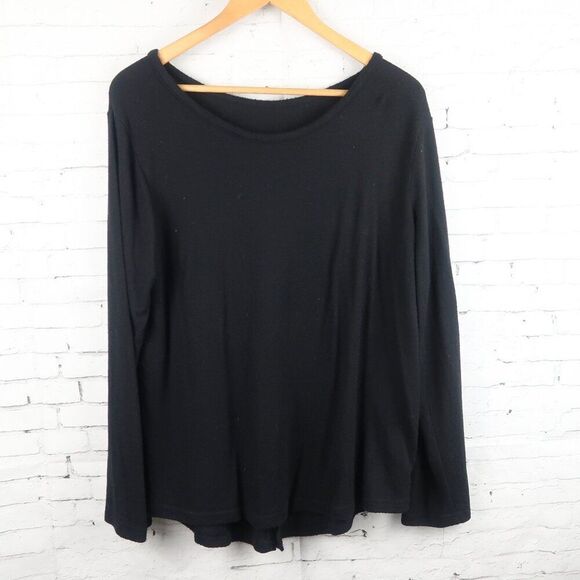 ZYIA ACTIVE BLACK LONG SLEEVE ROUND NECK SPLIT BACK TOP SIZE XXL - Picture 1 of 8